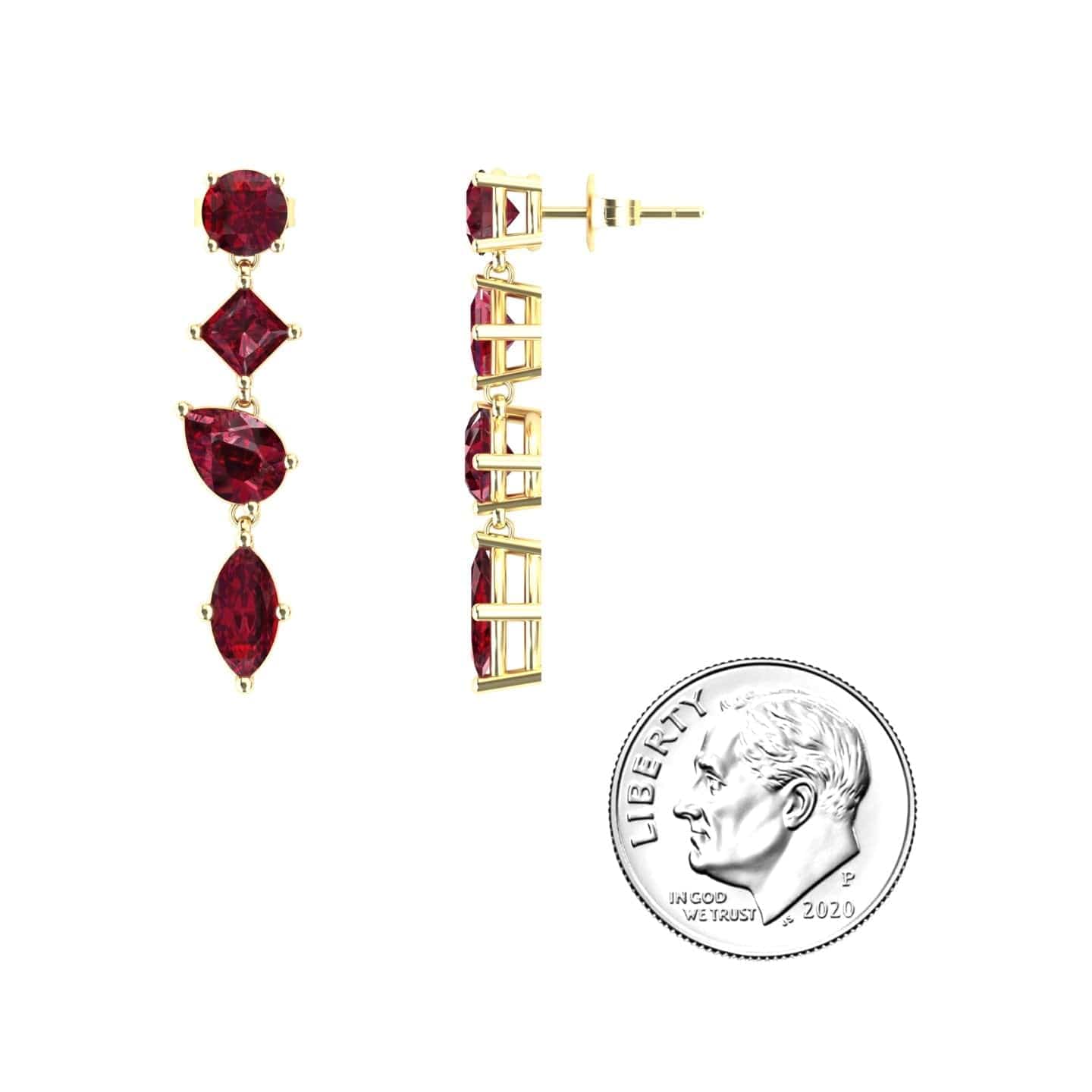 Lab Grown Ruby Multi-Cut Drop Earrings - Zara