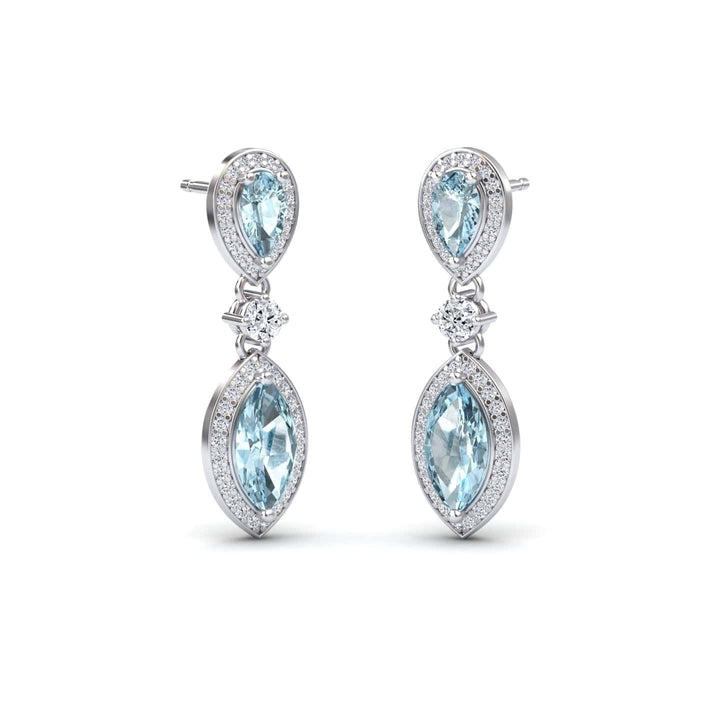 Aquamarine & Diamond Drop Earrings - Avni