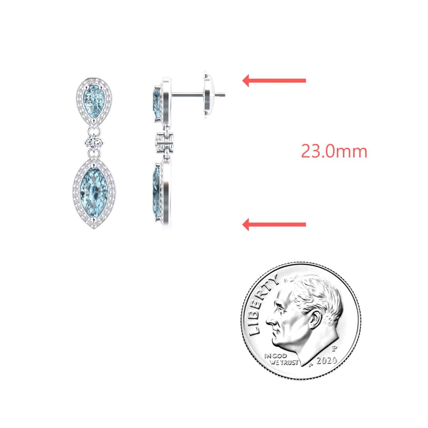 Aquamarine & Diamond Drop Earrings - Avni