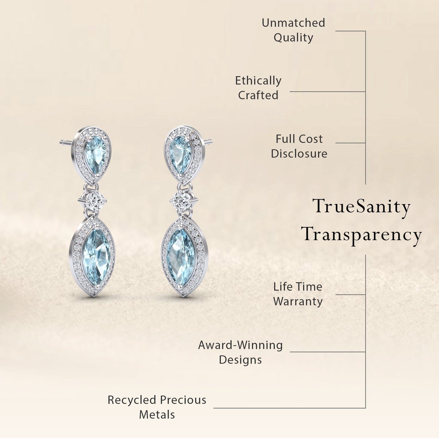 Aquamarine & Diamond Drop Earrings - Avni