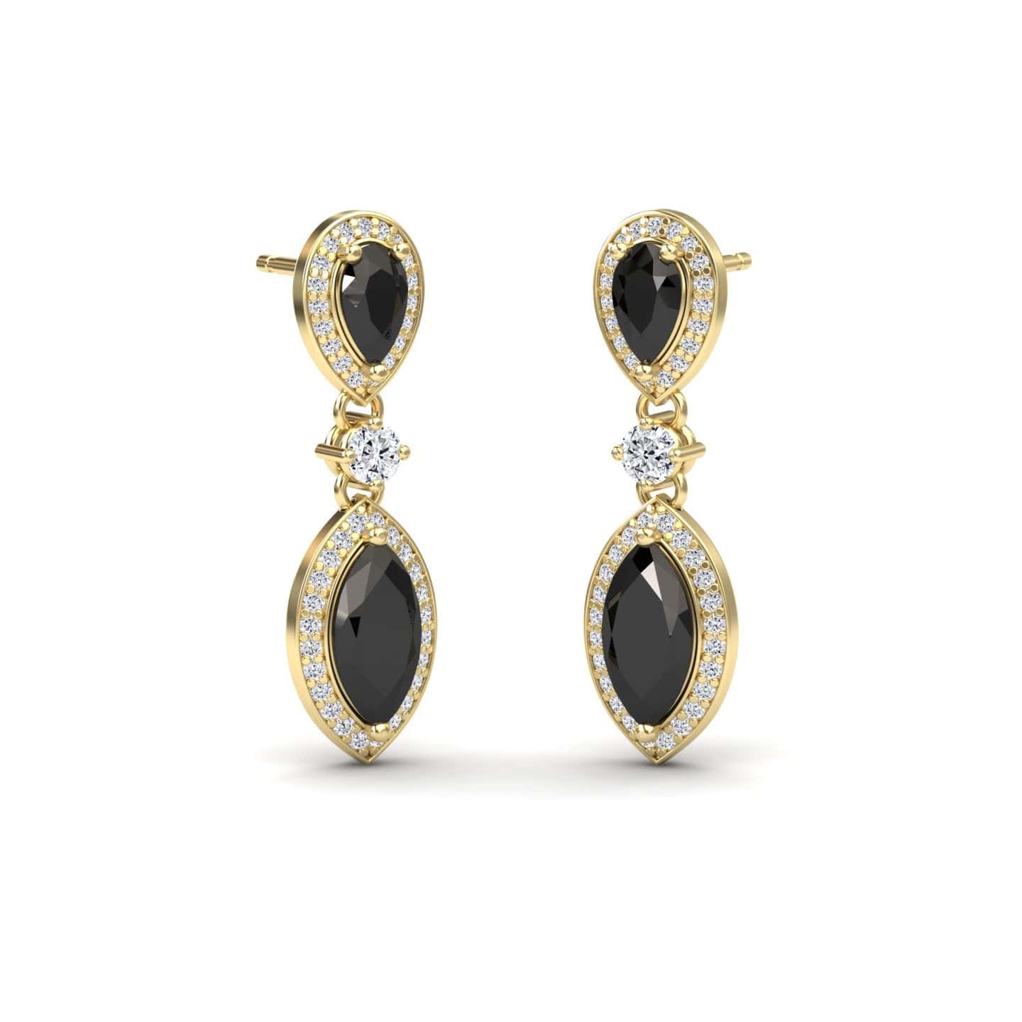 Black & White Diamond Drop Earrings - Avni