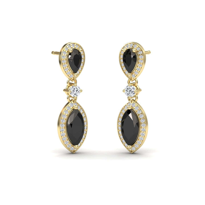 Black & White Diamond Drop Earrings - Avni