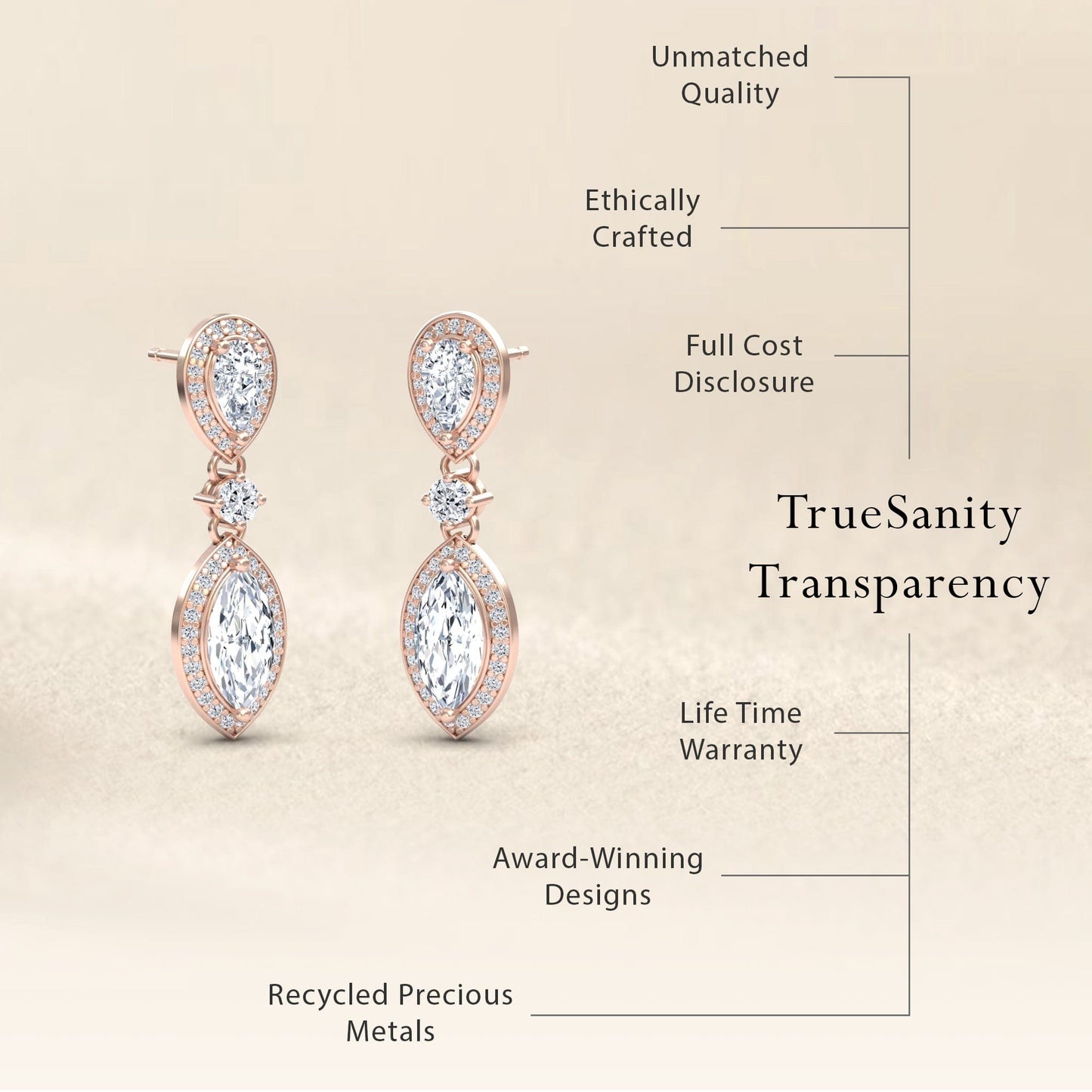 Lab Grown White Diamond Drop Earrings - Avni
