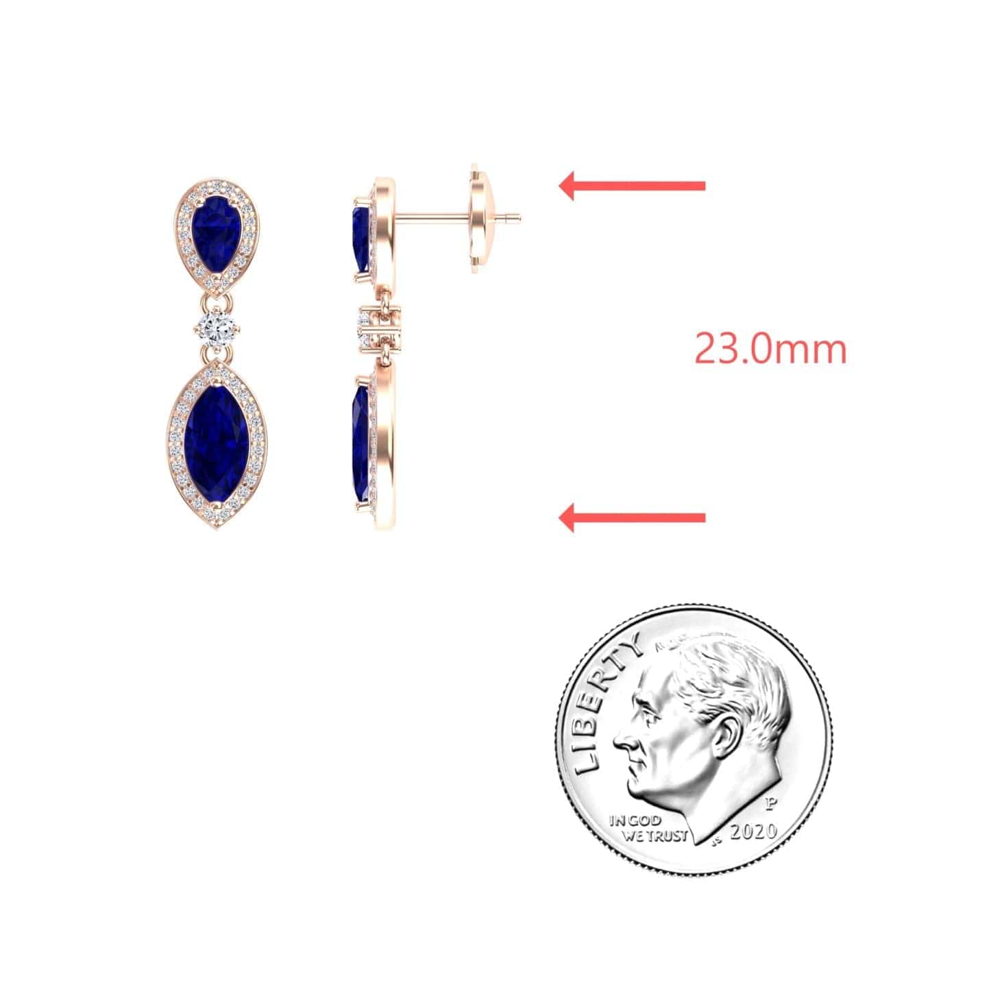 Lab Grown Blue Sapphire & Diamond Drop Earrings - Avni