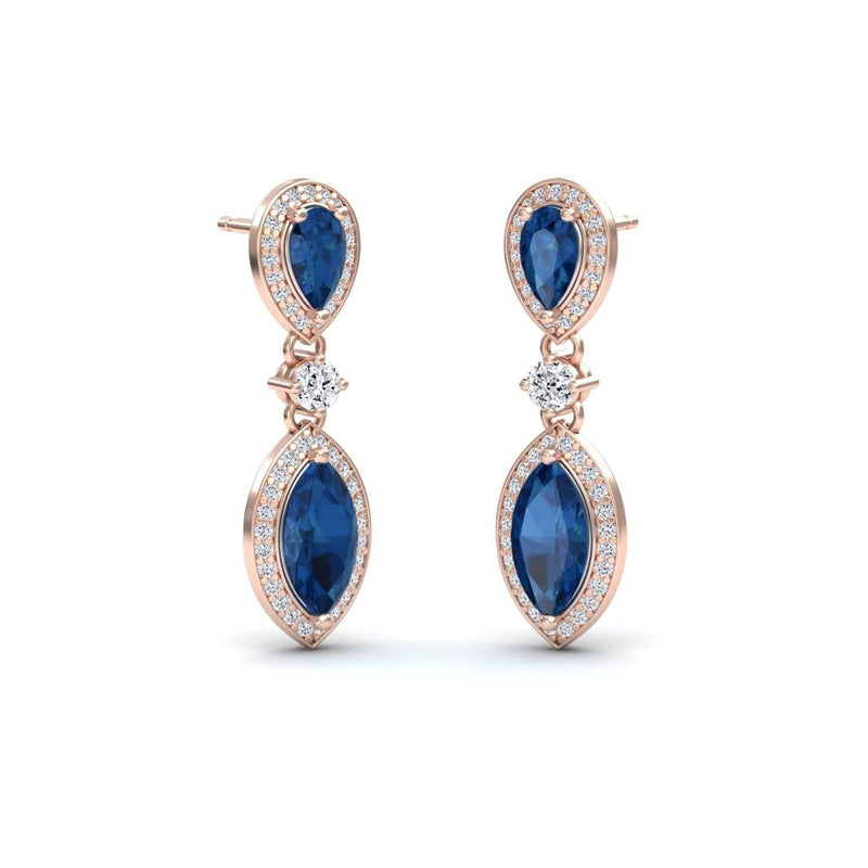 London Blue Topaz & Diamond Drop Earrings - Avni