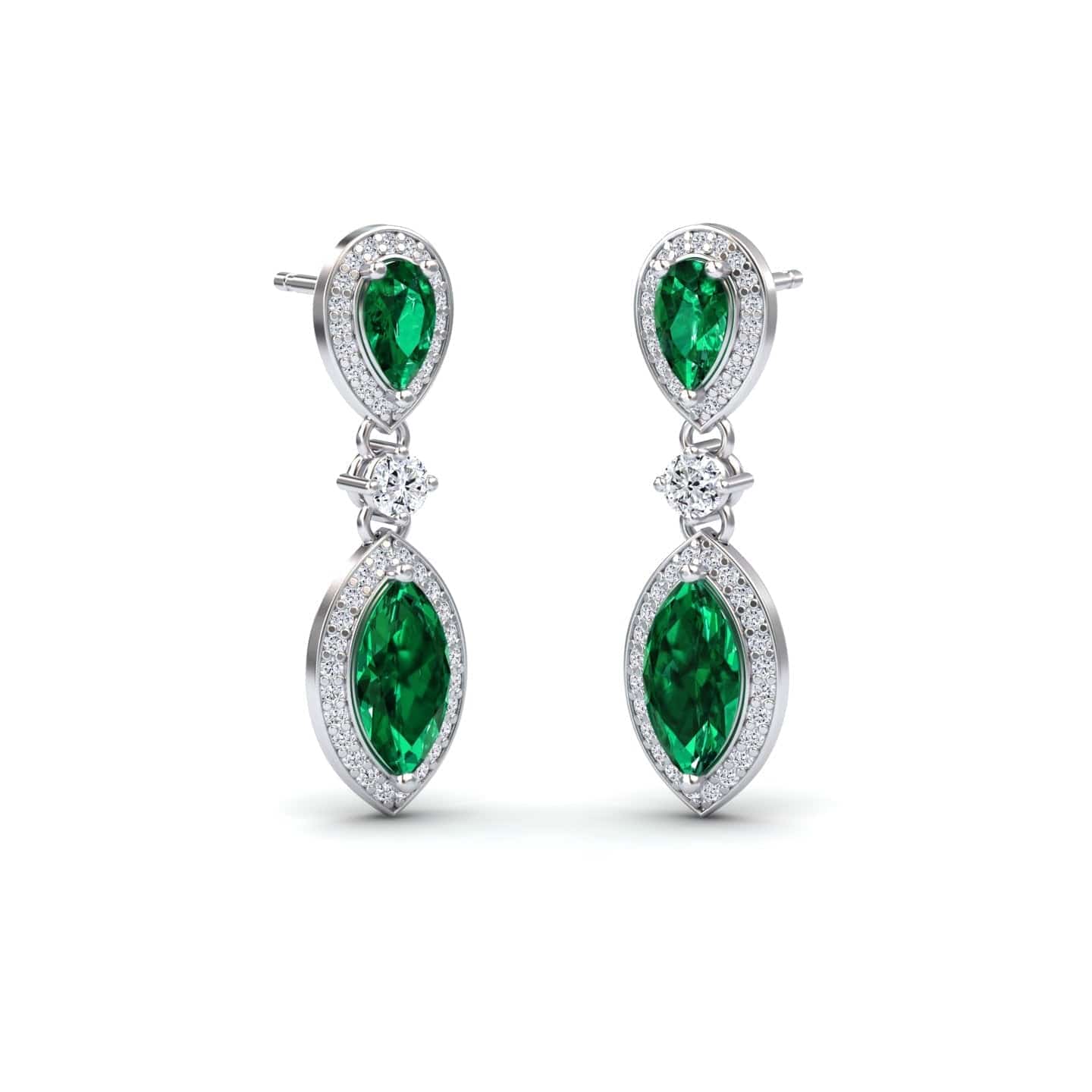 Lab Grown Emerald & Diamond Drop Earrings - Avni