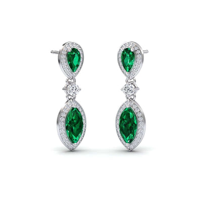 Lab Grown Emerald & Diamond Drop Earrings