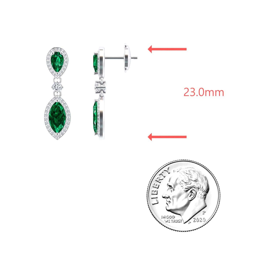 Lab Grown Emerald & Diamond Drop Earrings - Avni