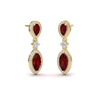 Lab Grown Ruby & Diamond Drop Earrings