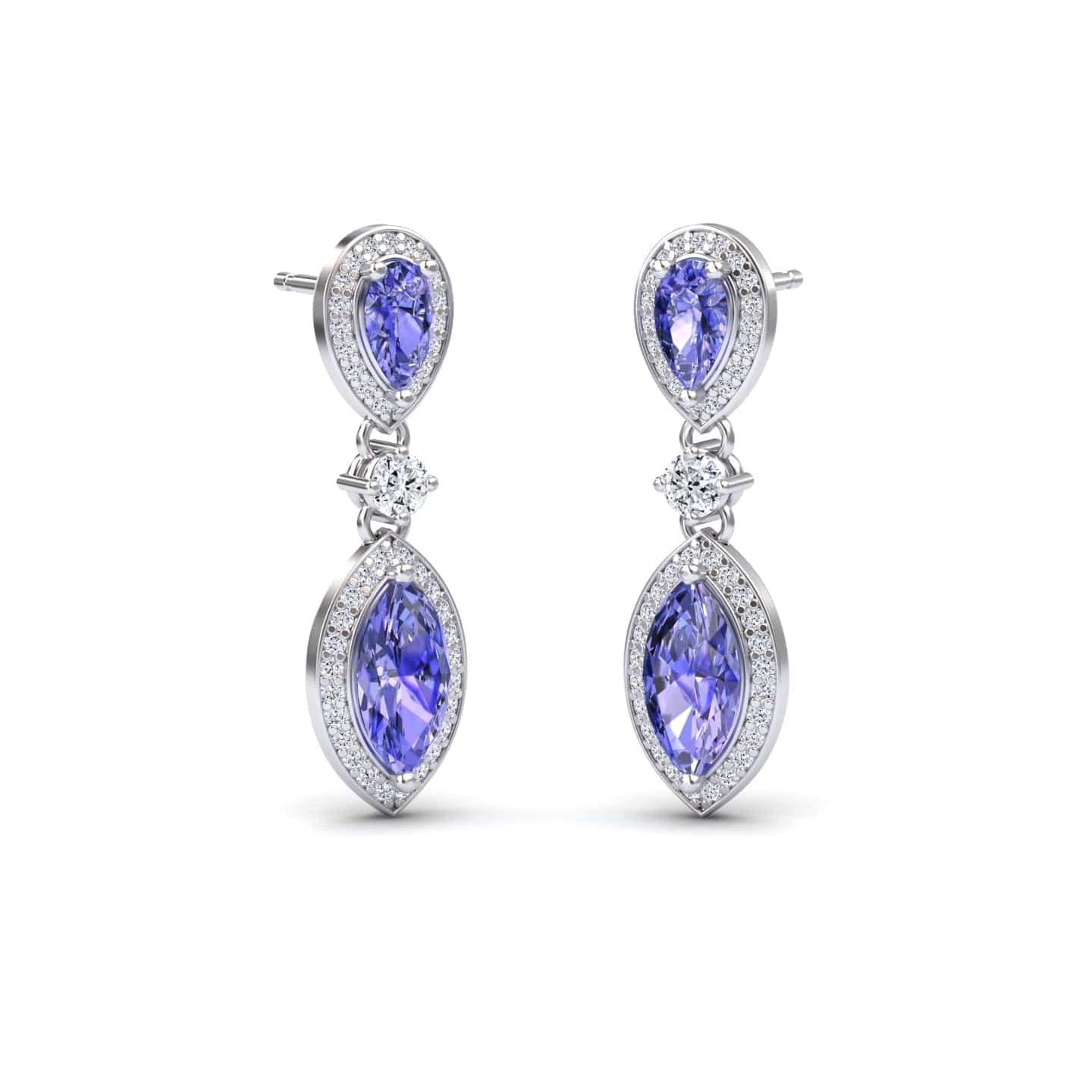 Tanzanite & Diamond Drop Earrings - Avni