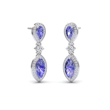 Tanzanite & Diamond Drop Earrings - Avni