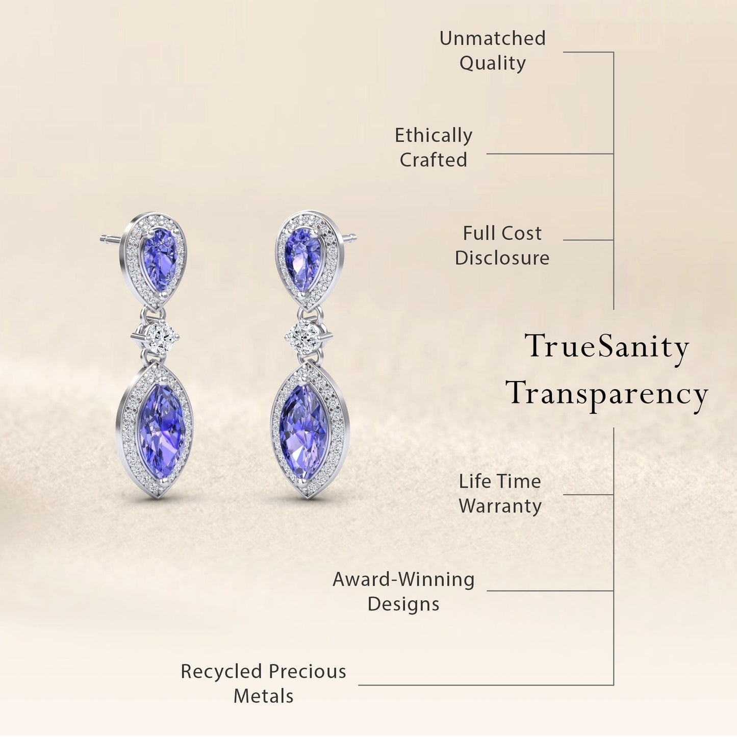 Tanzanite & Diamond Drop Earrings - Avni