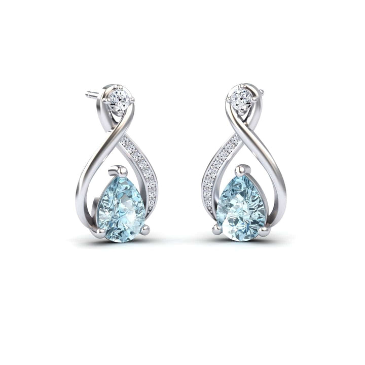 Aquamarine & Diamond Twist Fancy Earrings - Carol