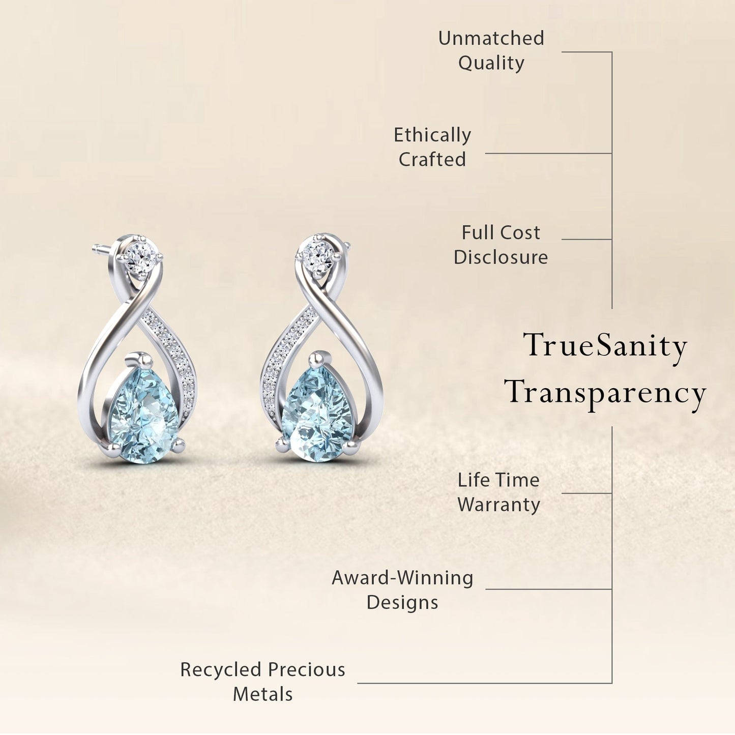 Aquamarine & Diamond Twist Fancy Earrings - Carol