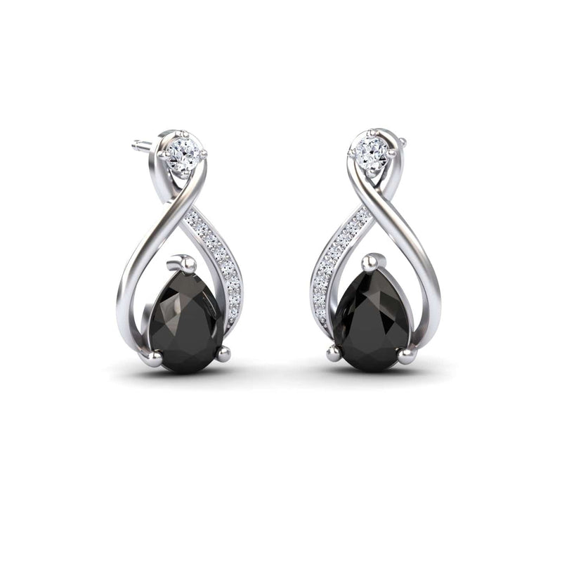 Black & White Diamond Twist Fancy Earrings - Carol