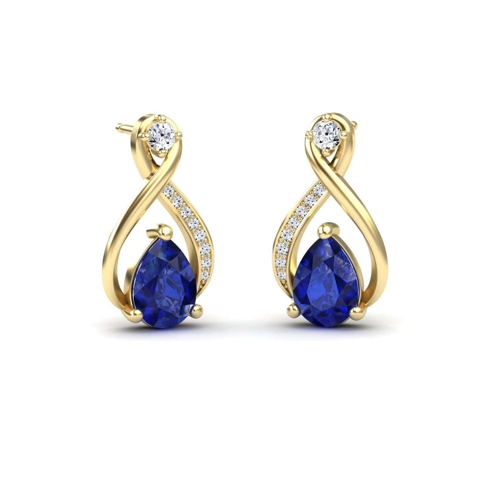 Blue Sapphire & Diamond Twist Fancy Earrings - Carol