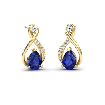 Blue Sapphire & Diamond Twist Fancy Earrings