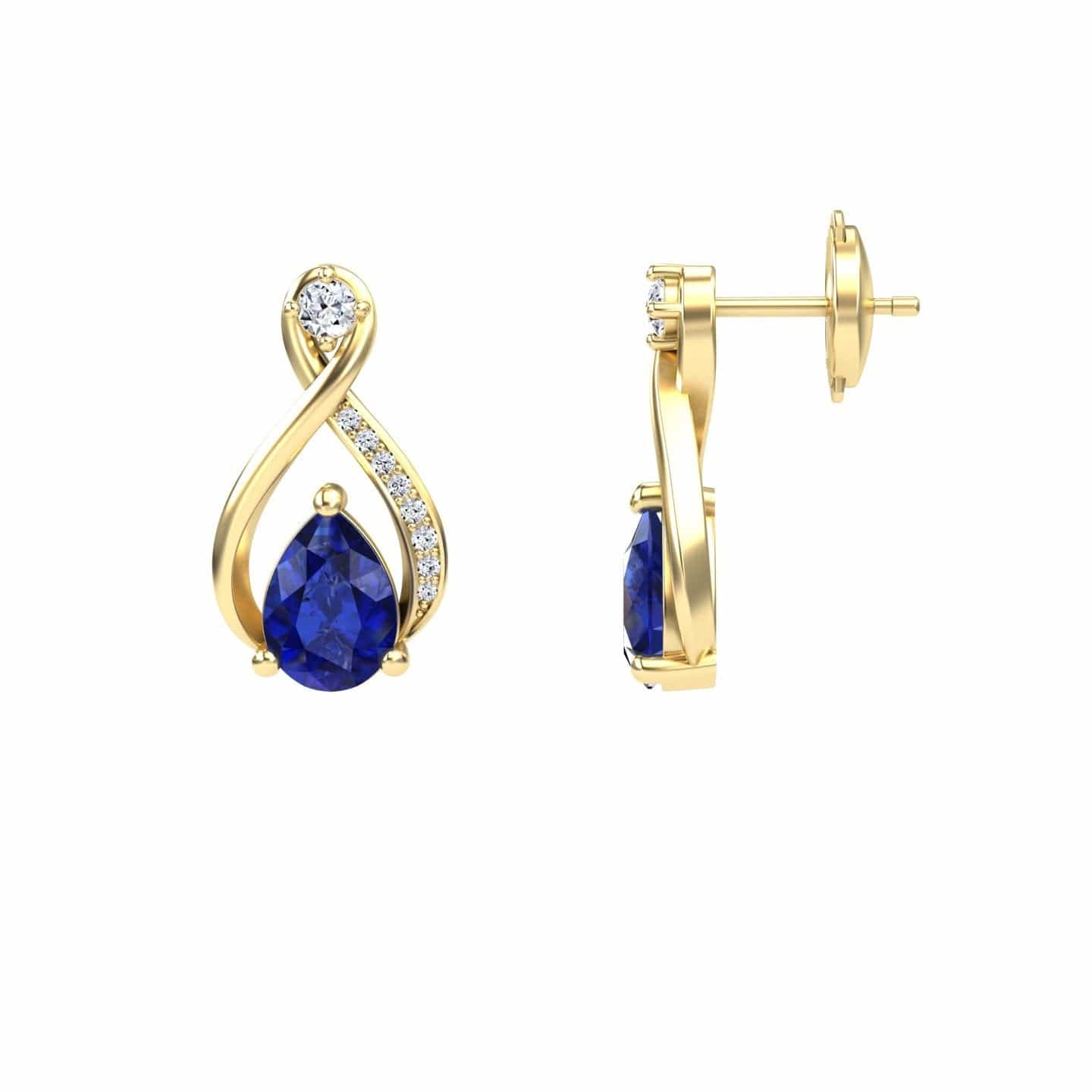 Blue Sapphire & Diamond Twist Fancy Earrings - Carol