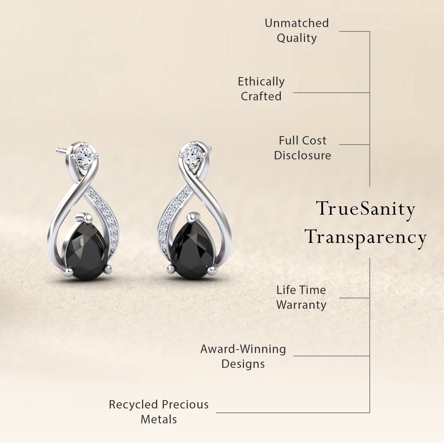 Black & White Diamond Twist Fancy Earrings - Carol