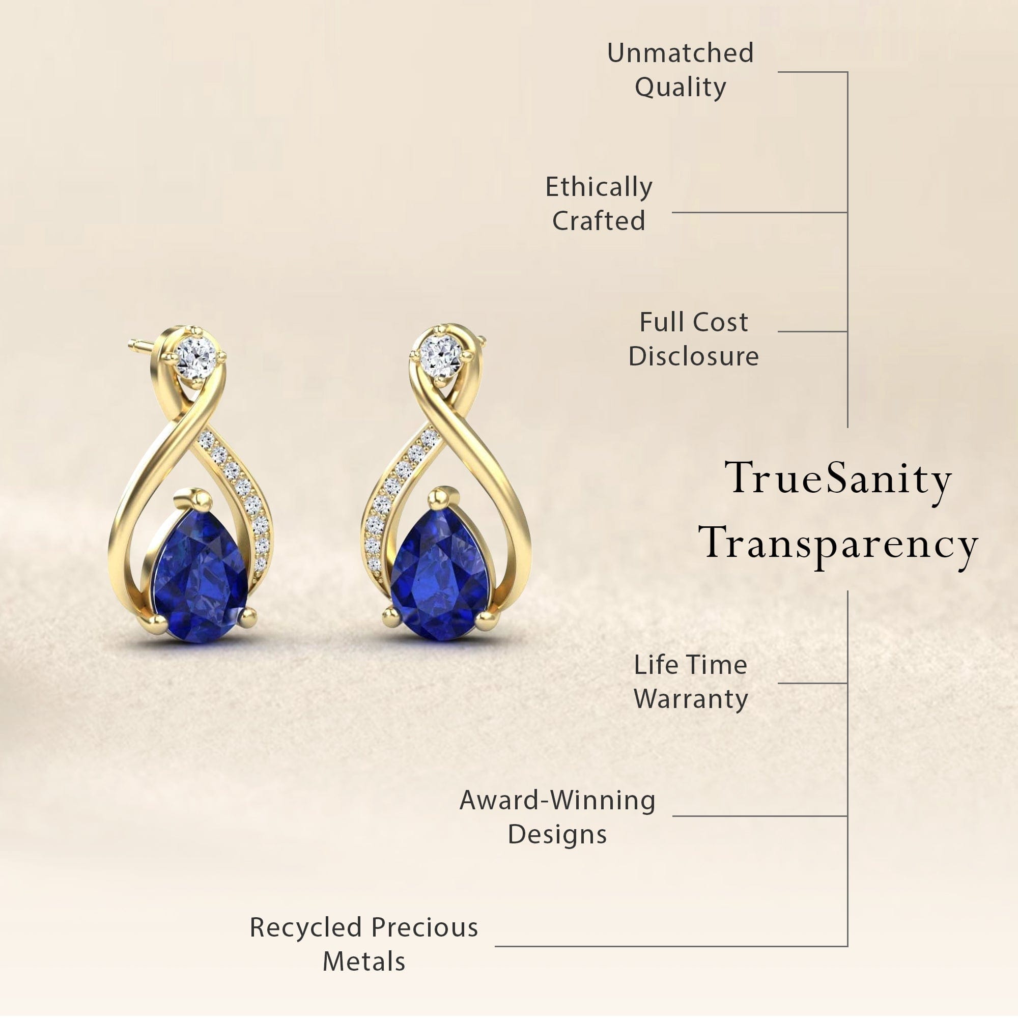 Blue Sapphire & Diamond Twist Fancy Earrings - Carol