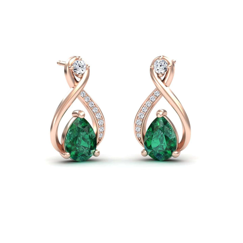 Emerald & Diamond Twist Fancy Earrings - Carol