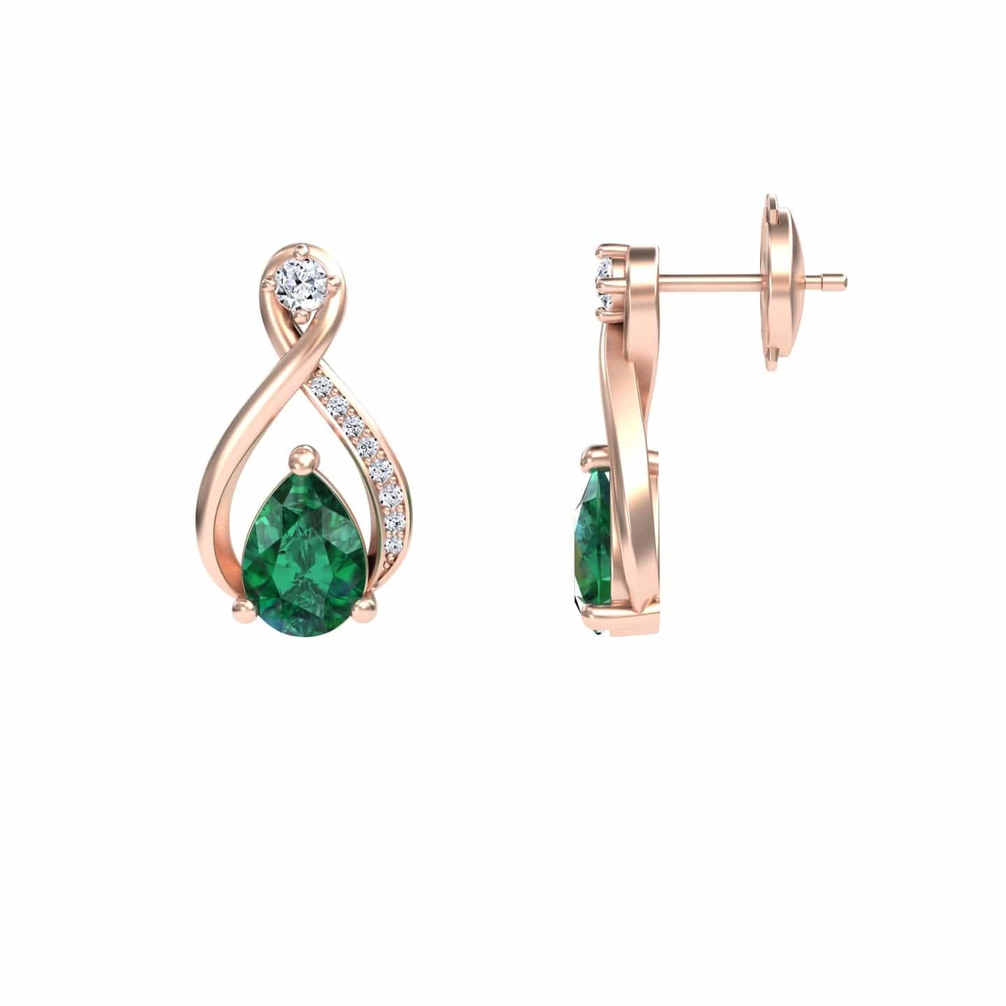 Emerald & Diamond Twist Fancy Earrings - Carol