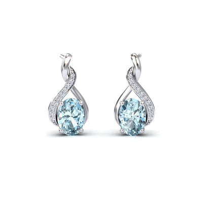 Aquamarine & Diamond Infinity Drop Earrings