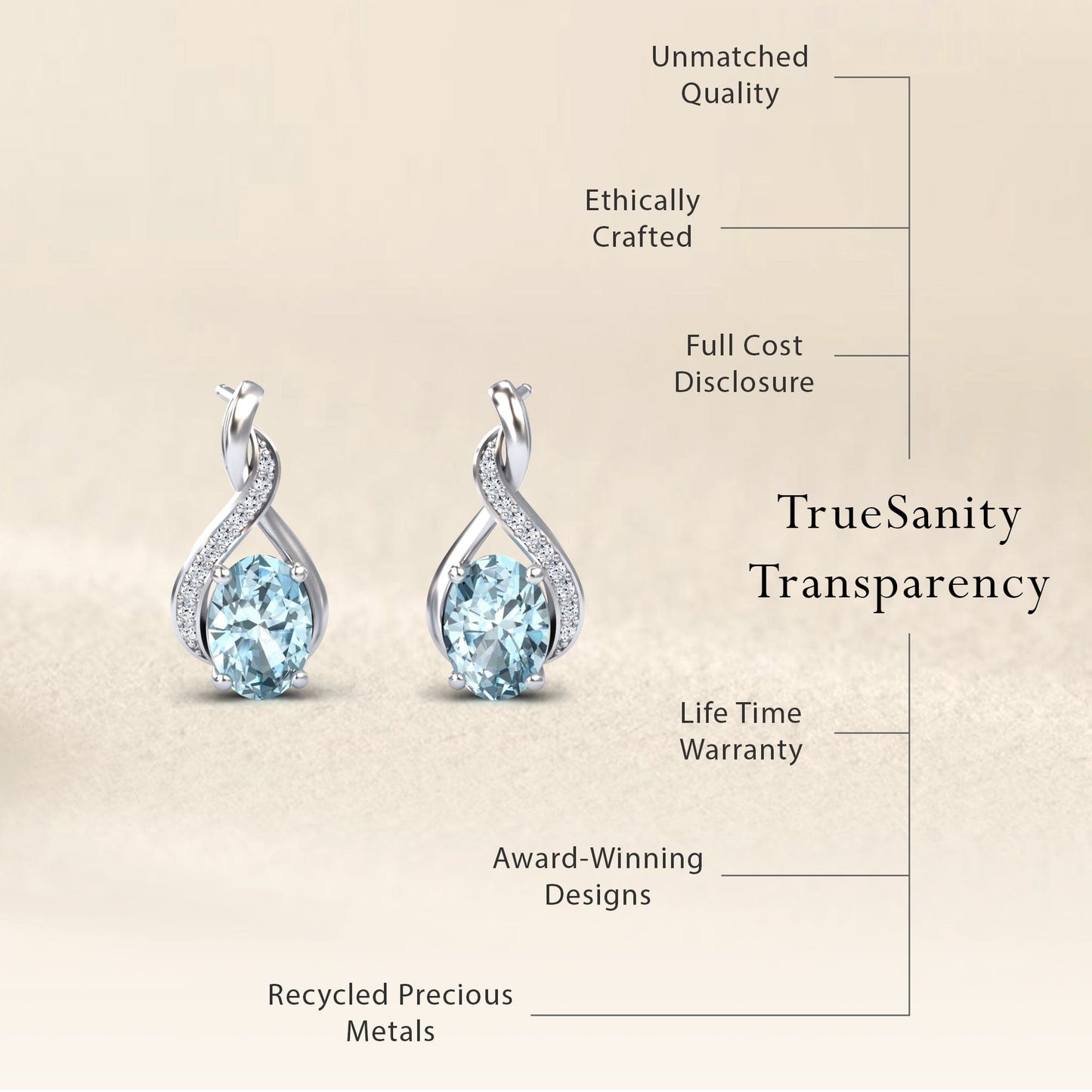 Aquamarine & Diamond Infinity Drop Earrings - Daniela