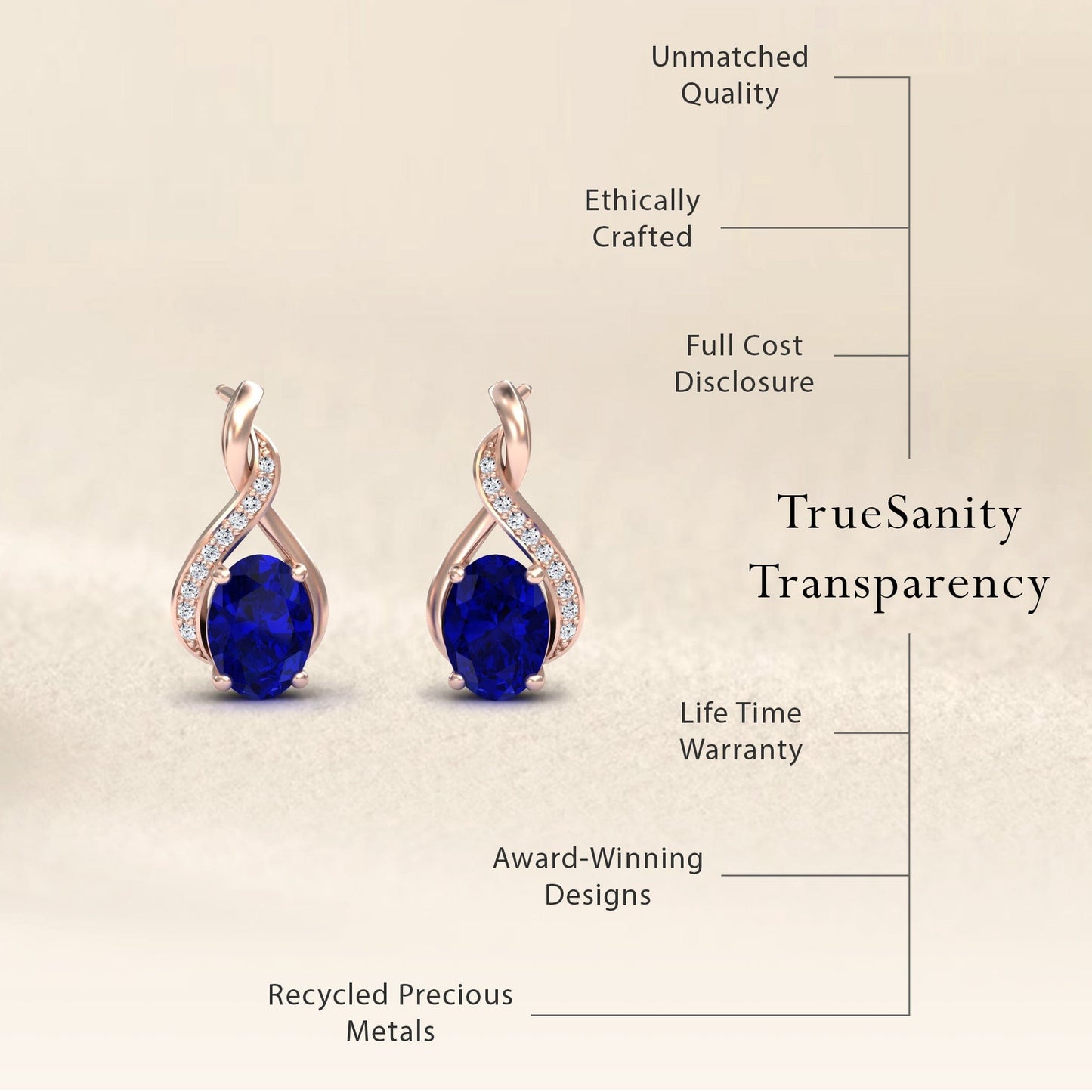 Blue Sapphire & Diamond Infinity Drop Earrings - Daniela