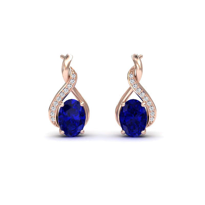 Blue Sapphire & Diamond Infinity Drop Earrings