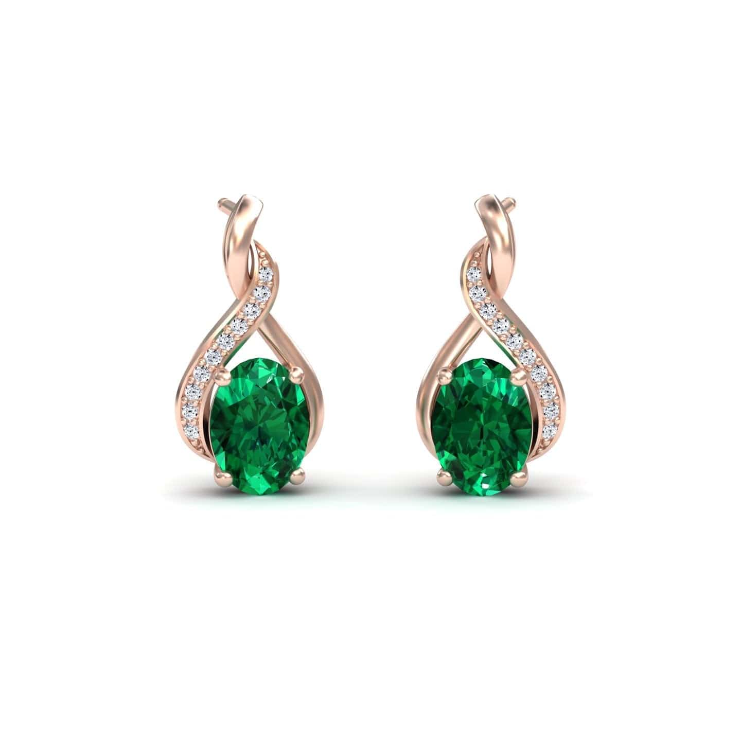 Emerald & Diamond Infinity Drop Earrings - Daniela