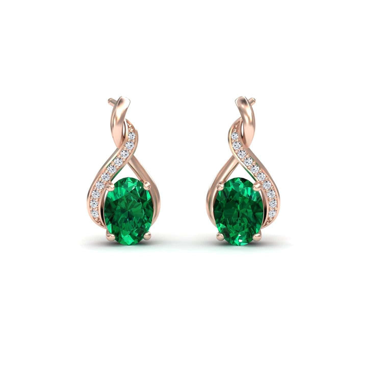 Emerald & Diamond Infinity Drop Earrings - Daniela