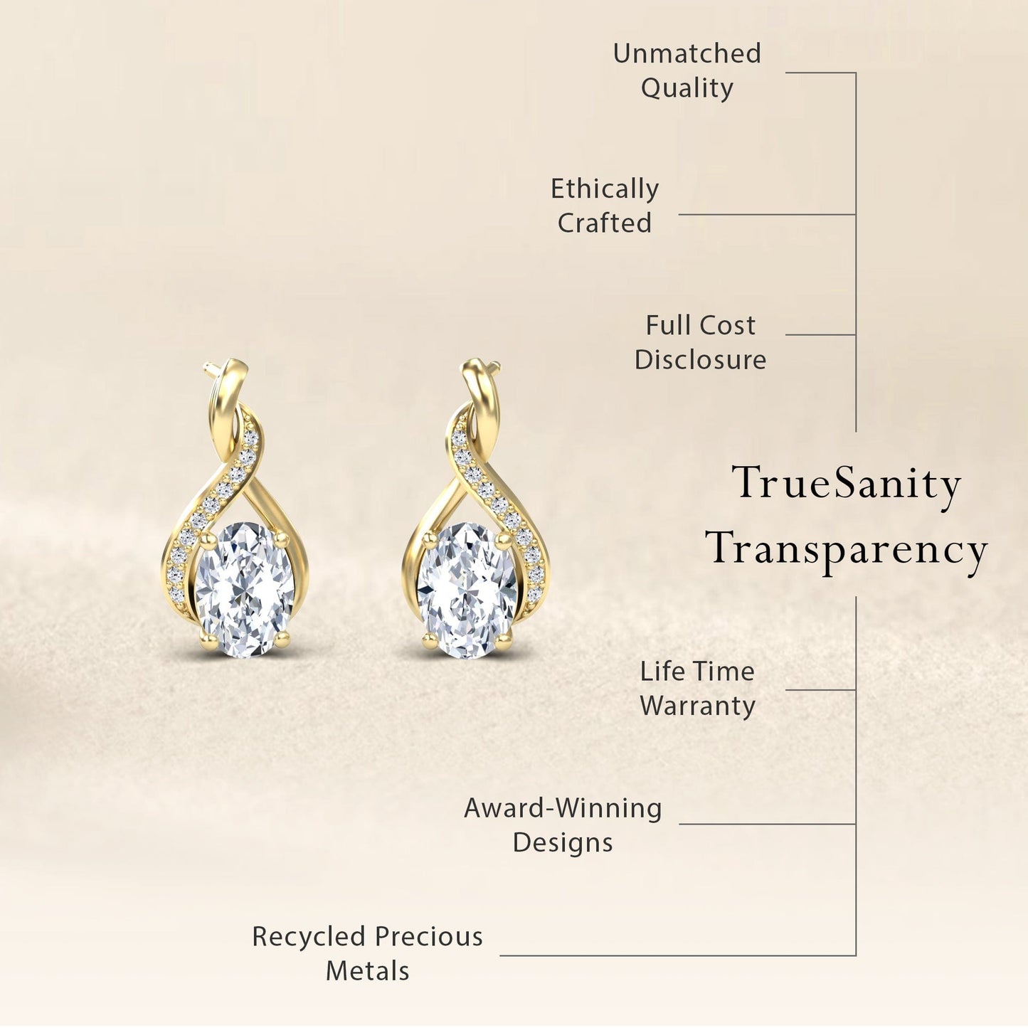 Lab Grown White Diamond Infinity Drop Earrings - Daniela