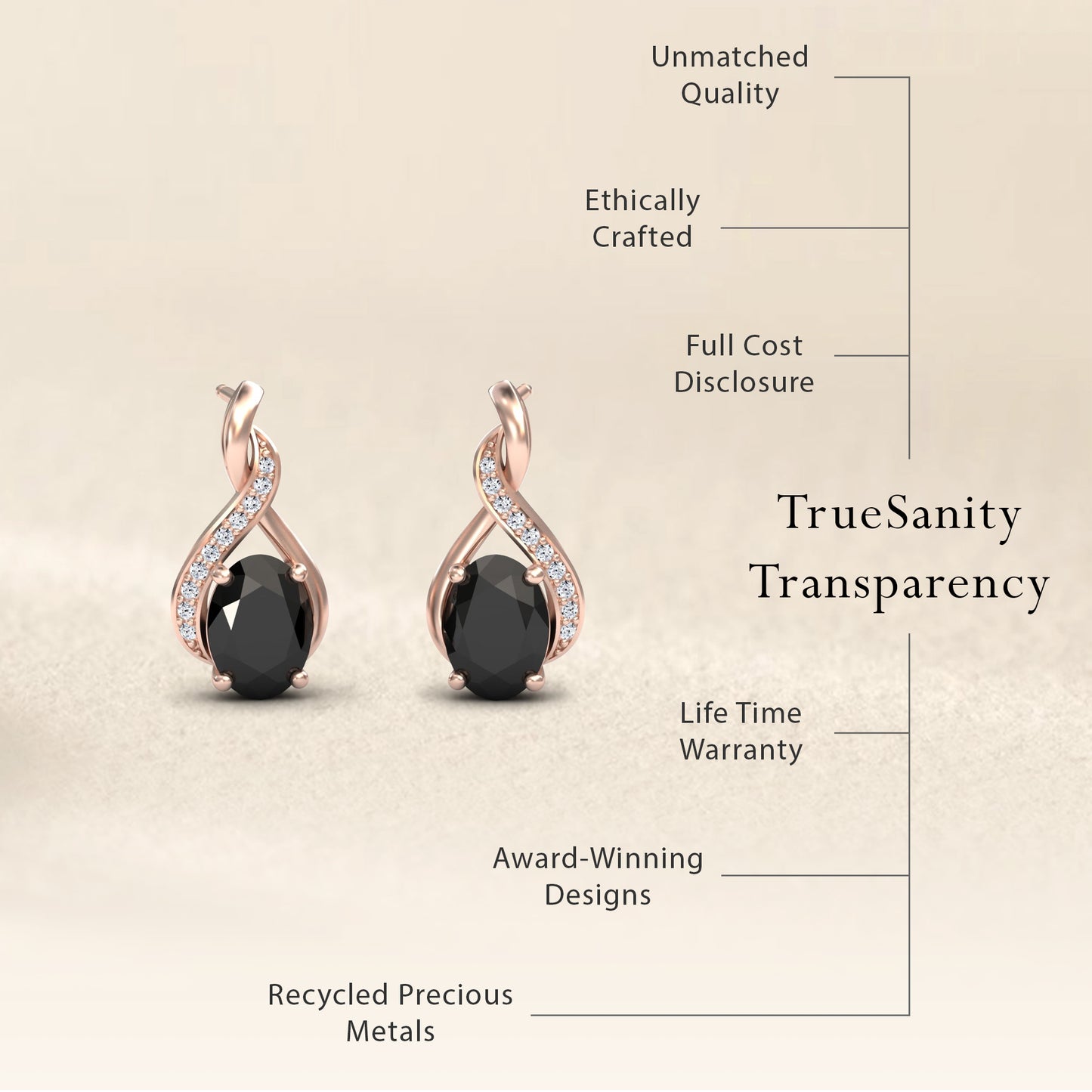Black & White Diamond Infinity Drop Earrings - Daniela