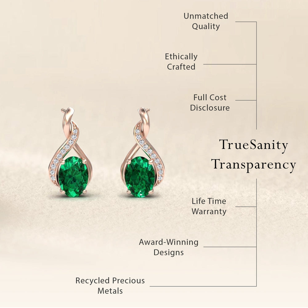 Emerald & Diamond Infinity Drop Earrings - Daniela