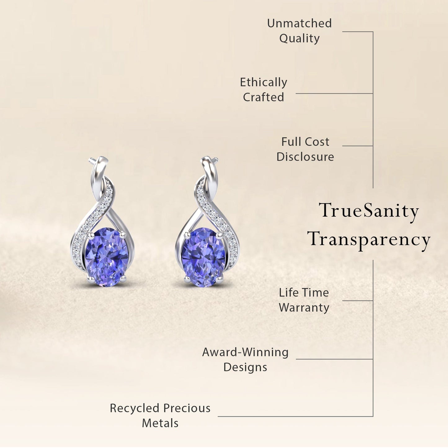 Tanzanite & Diamond Infinity Drop Earrings - Daniela