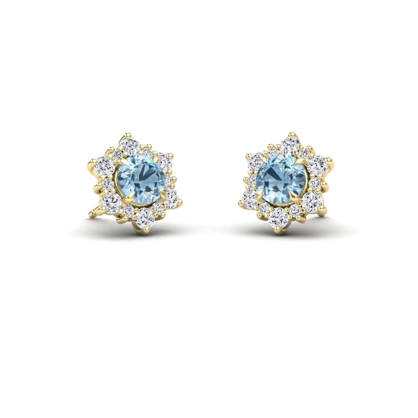 Aquamarine & Diamond Starburst Stud Earrings - Deepika