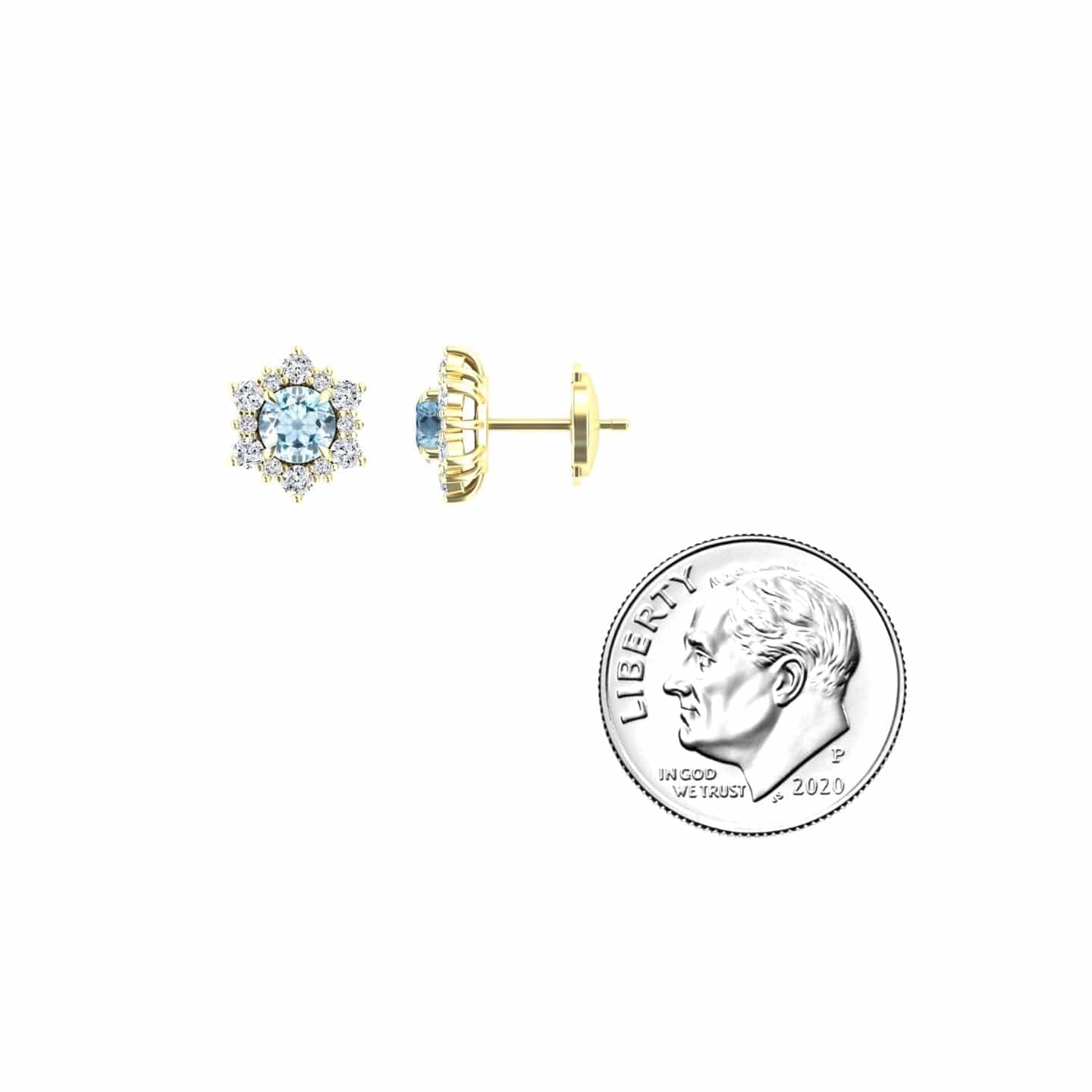 Aquamarine & Diamond Starburst Stud Earrings - Deepika