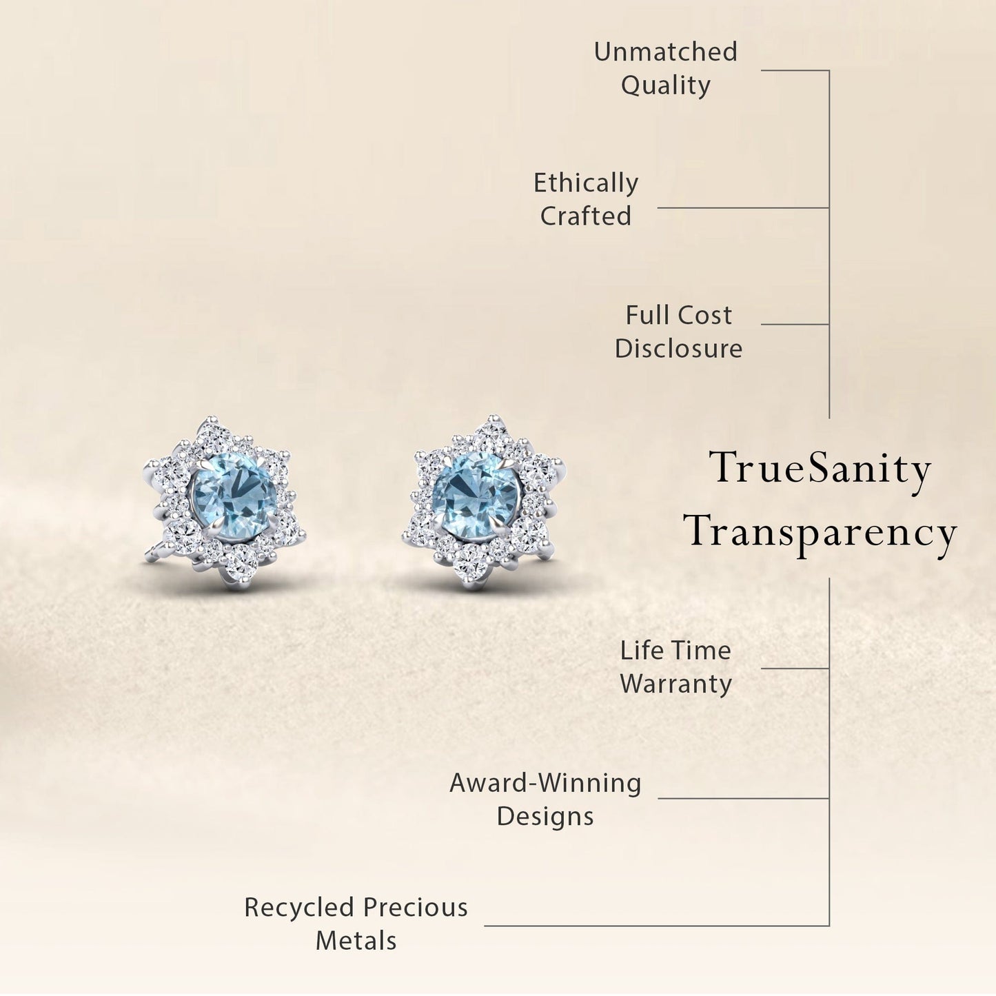 Aquamarine & Diamond Starburst Stud Earrings - Deepika