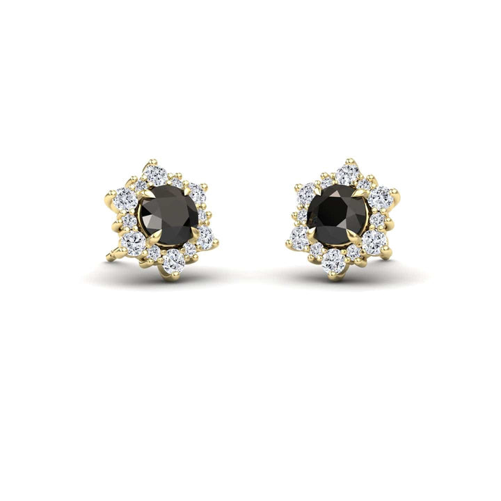 Black & White Diamond Starburst Stud Earrings - Deepika