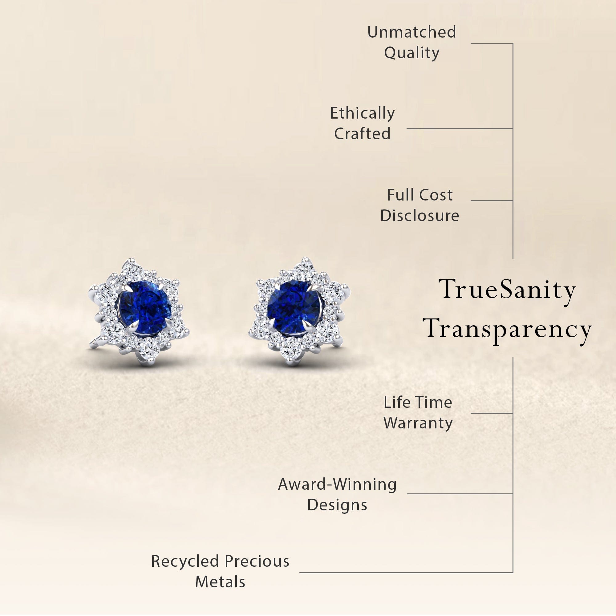 Blue Sapphire & Diamond Starburst Stud Earrings - Deepika
