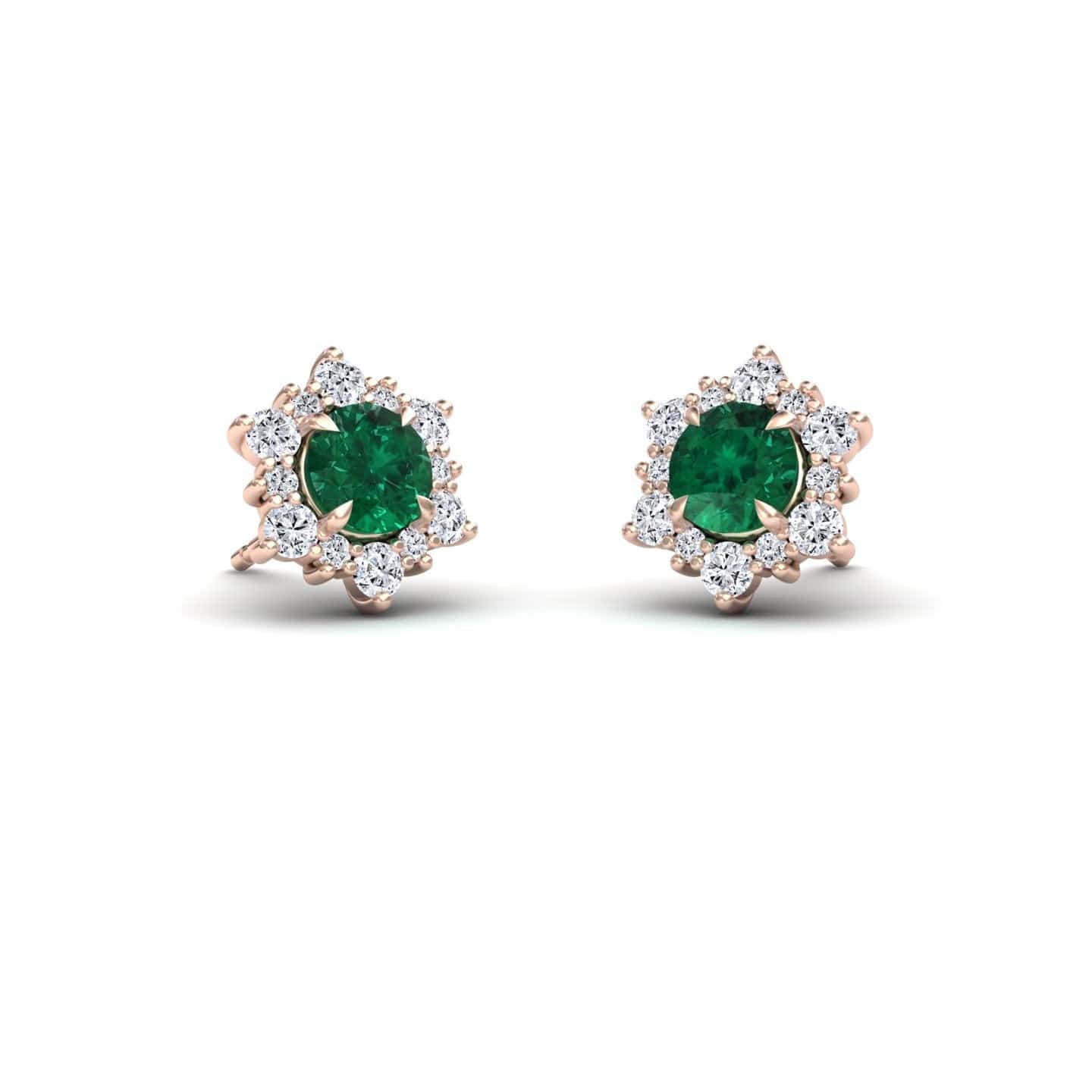Emerald & Diamond Starburst Stud Earrings - Deepika