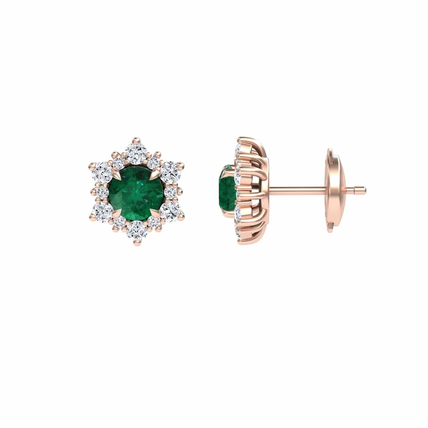 Emerald & Diamond Starburst Stud Earrings - Deepika