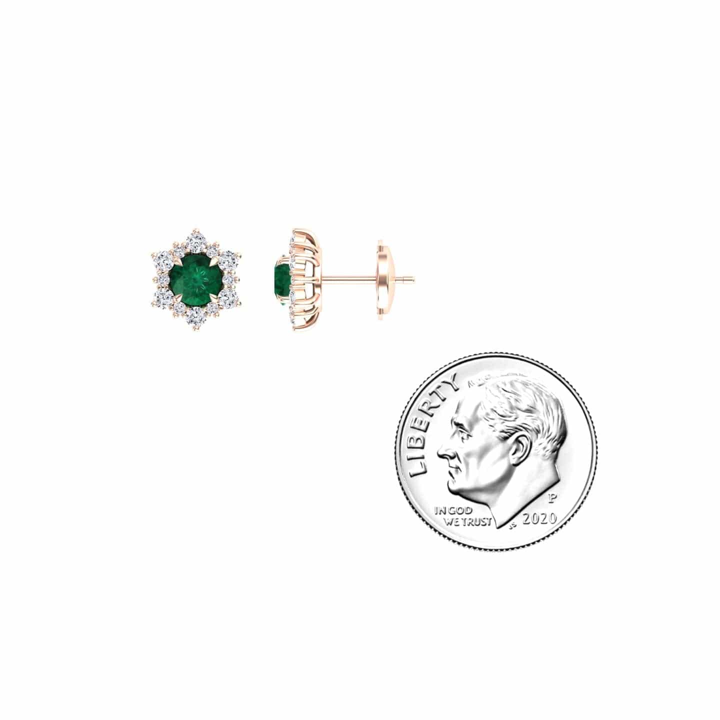 Emerald & Diamond Starburst Stud Earrings - Deepika
