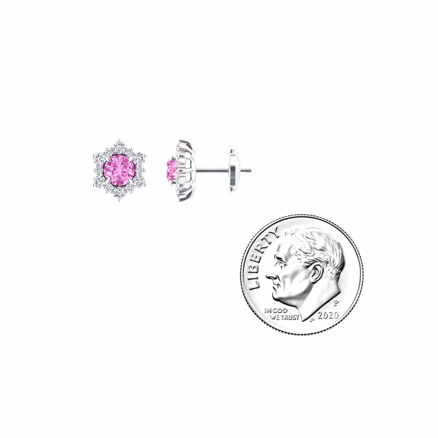 Pink Sapphire & Diamond Starburst Stud Earrings - Deepika