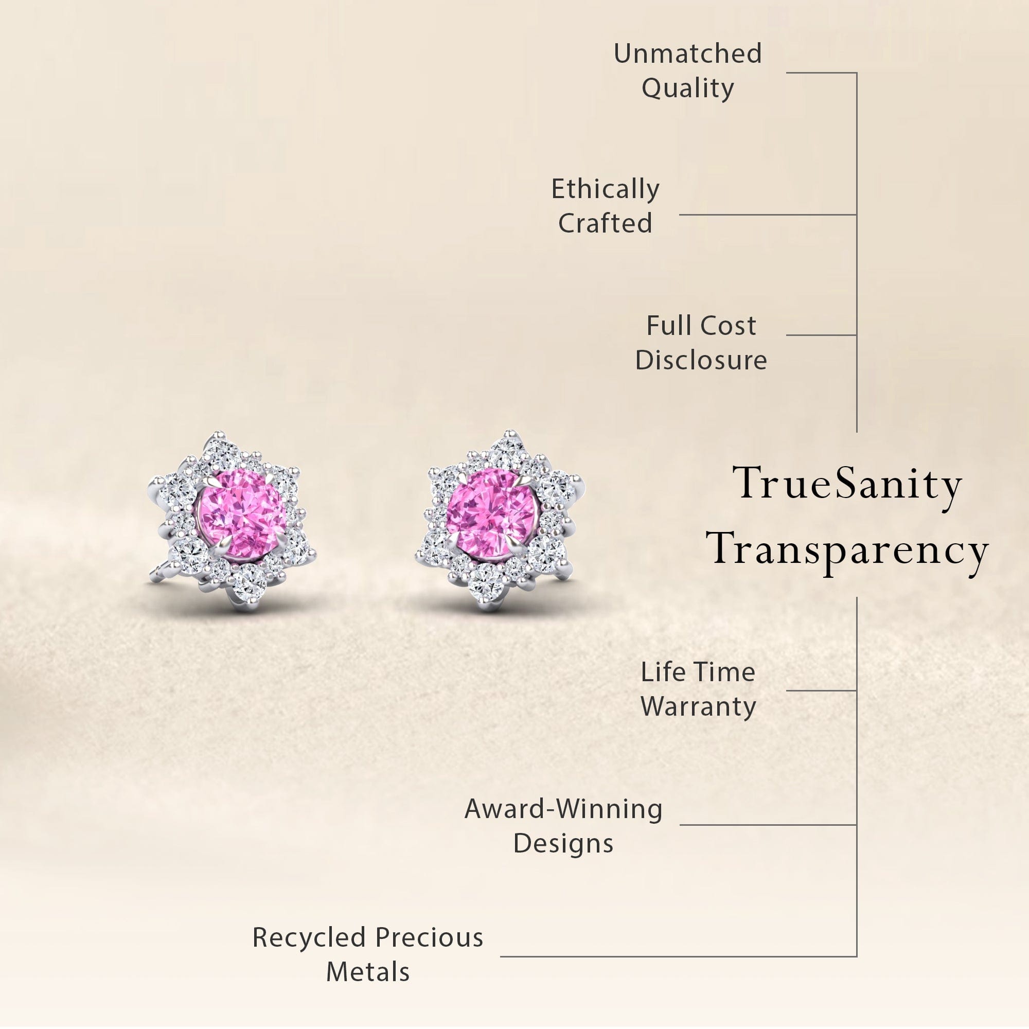Pink Sapphire & Diamond Starburst Stud Earrings - Deepika