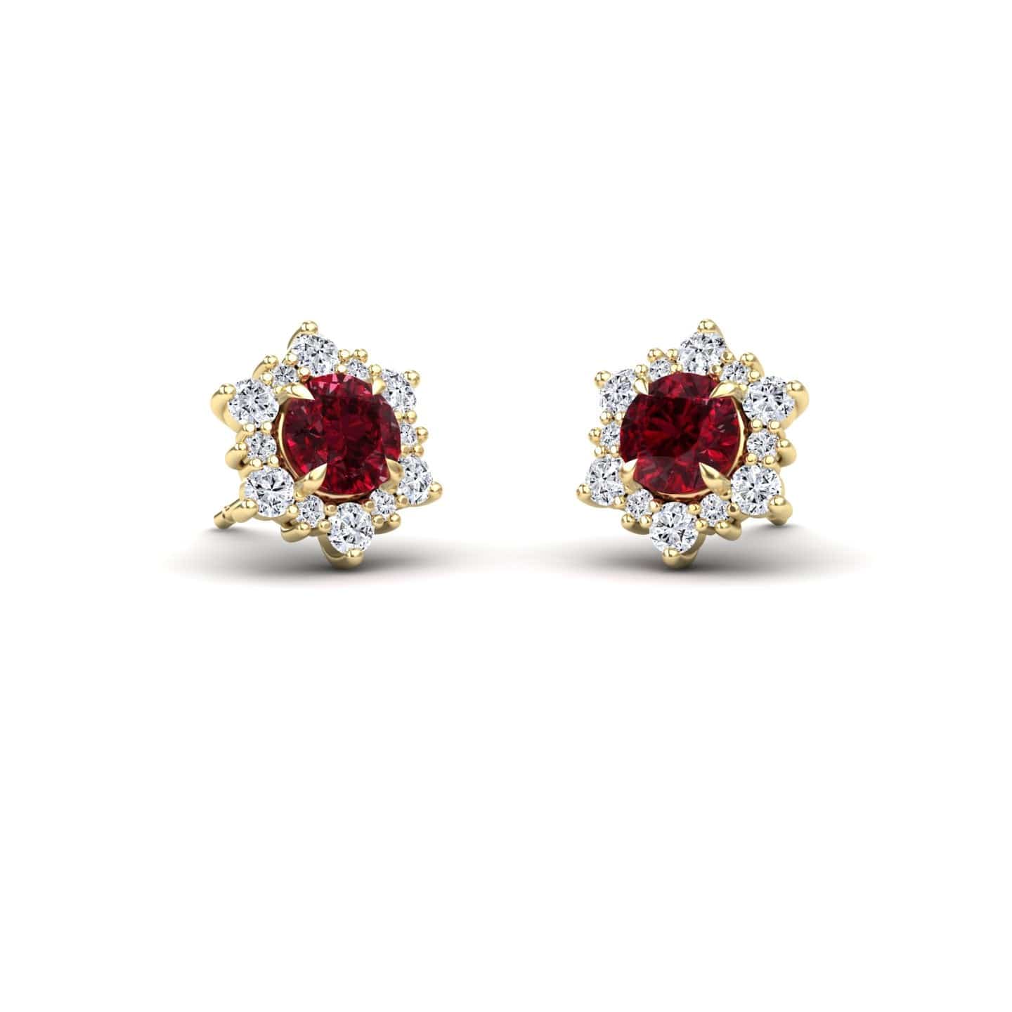 Ruby & Diamond Starburst Stud Earrings - Deepika