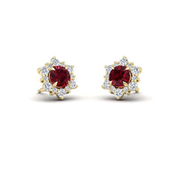 Ruby & Diamond Starburst Stud Earrings - Deepika
