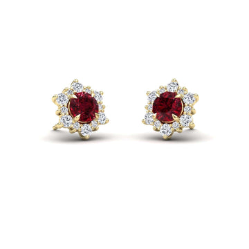 Ruby & Diamond Starburst Stud Earrings - Deepika