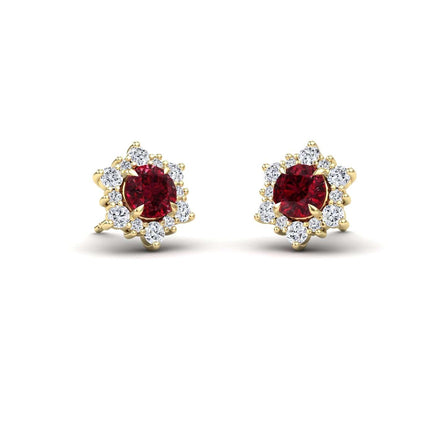 Ruby & Diamond Starburst Stud Earrings - Deepika